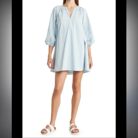 Melrose and Market | Dresses | Melrose And Market Poplin Mini Dress Light  Blue Dress Size S | Poshmark